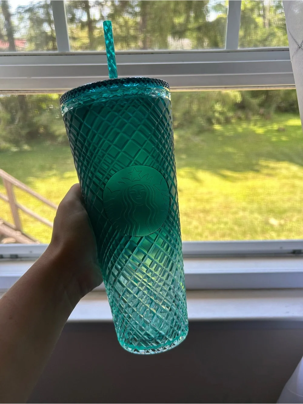STARBUCKS Sparkling Sea Glass Cold Cup with Straw
